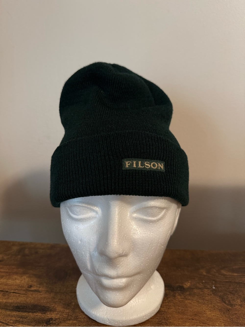 Filson Green Ribbed Cuffed Beanie 100% Wool